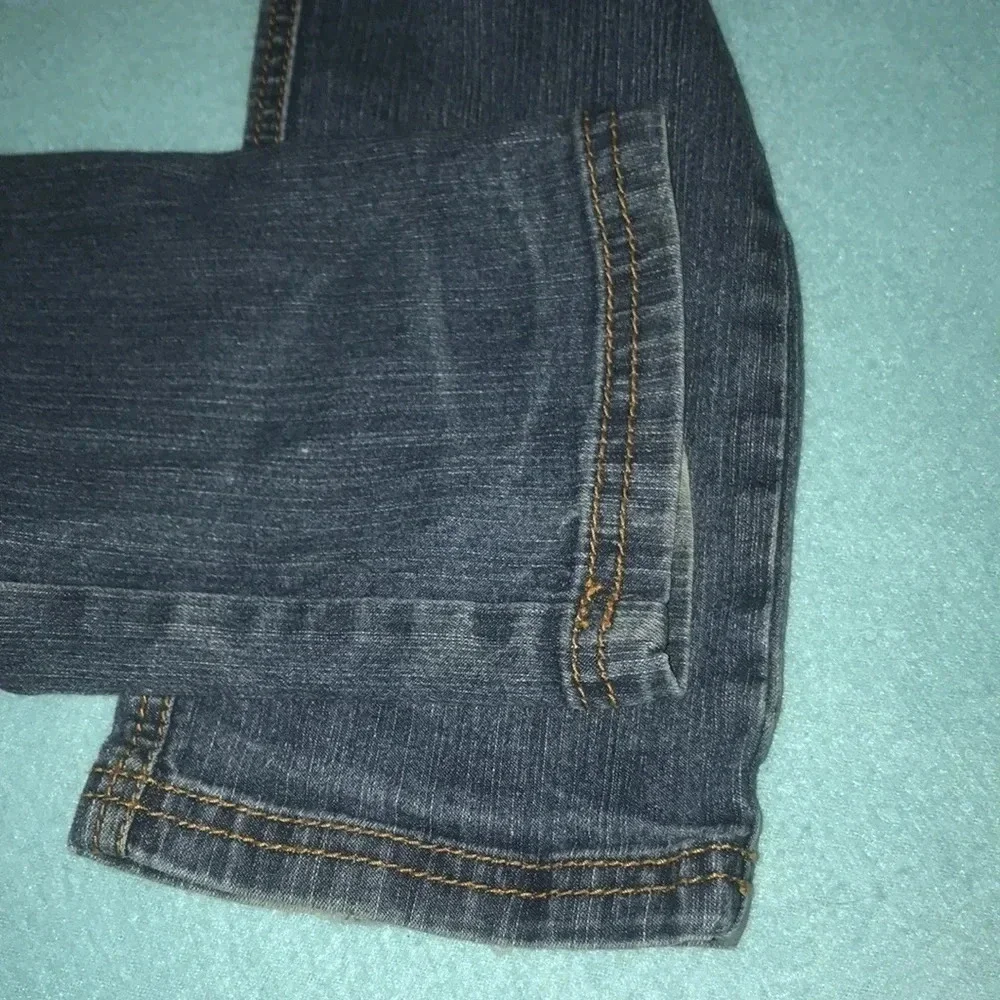 FUBU The Collection distressed bling embroidered jeans boot cut size 10